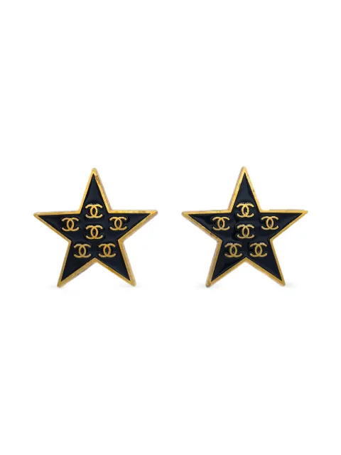 CHANEL Pre-Owned 2001 CC star clip-on earrings Gold ER01P