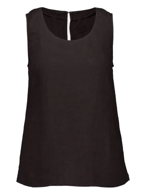120% Lino keyhole cut-out sleeveless top Black 32ALIW1PJDB317000