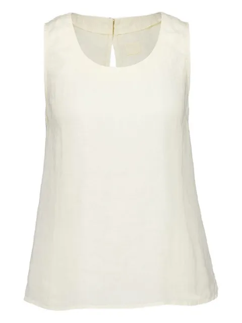 120% Lino linen keyhole cut-out top White 32ALIW1PJDB317000