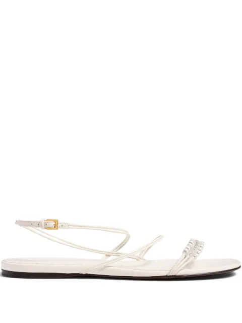 KHAITE bead-embellished loop flat sandals White F3082931131