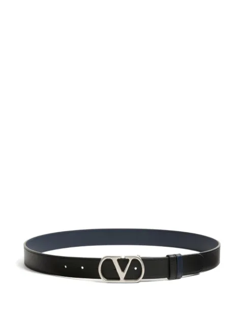 Valentino Garavani Vlogo Signature reversible shiny calfskin belt 30 mm Black YT0SQ3UPC