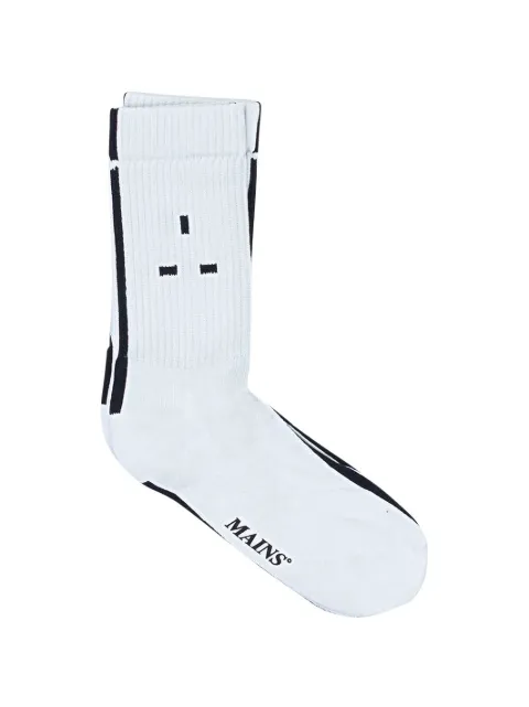 MAINS logo "White" ankle socks White SO01WHTWHITEBLACKLOGO