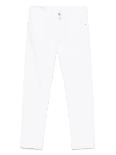 Incotex logo-patch tapered trousers White BDPS000203161