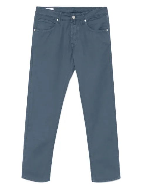 Incotex logo-patch tapered trousers Blue BDPS000203161