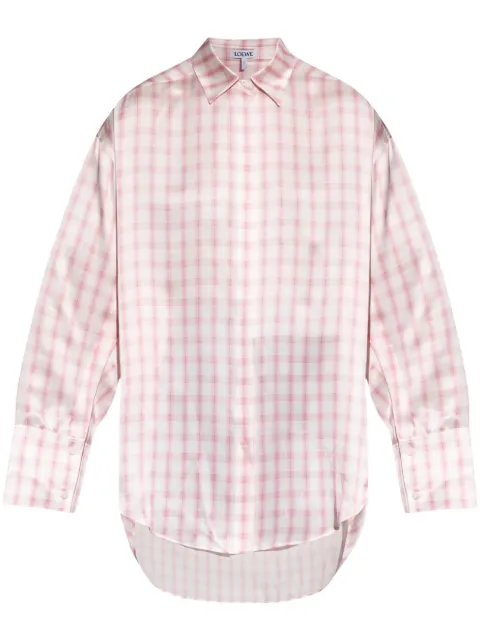 LOEWE checked silk shirt White S359Y05XDG