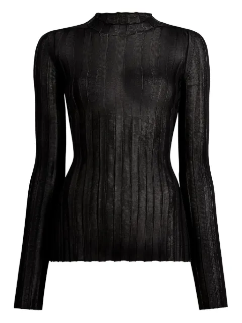 KHAITE Cosette ruffled ribbed top Black 9520429200
