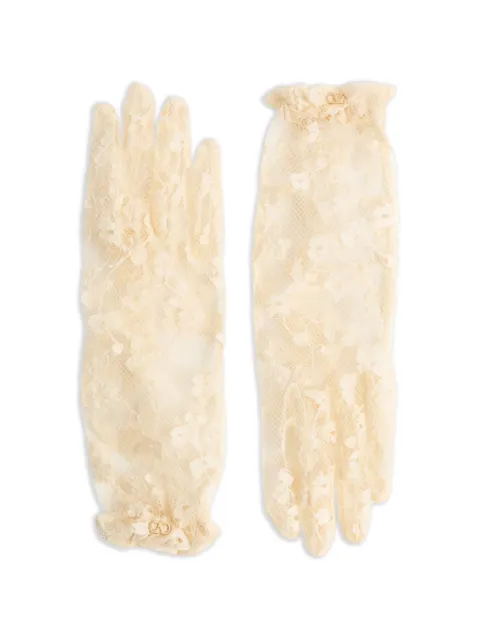 Valentino Garavani VLogo signature lace gloves Neutrals WGD00HNDQ