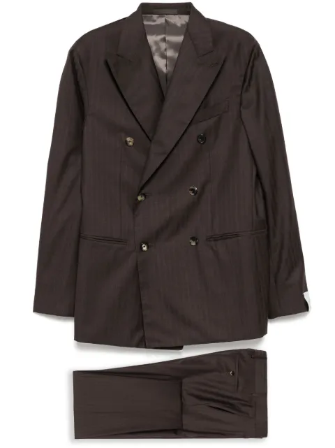 Caruso double-breasted suit Brown ASM1JD611F5073130530