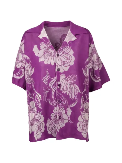 Valentino Garavani floral-print short-sleeve shirt Purple VKP01E8FQ