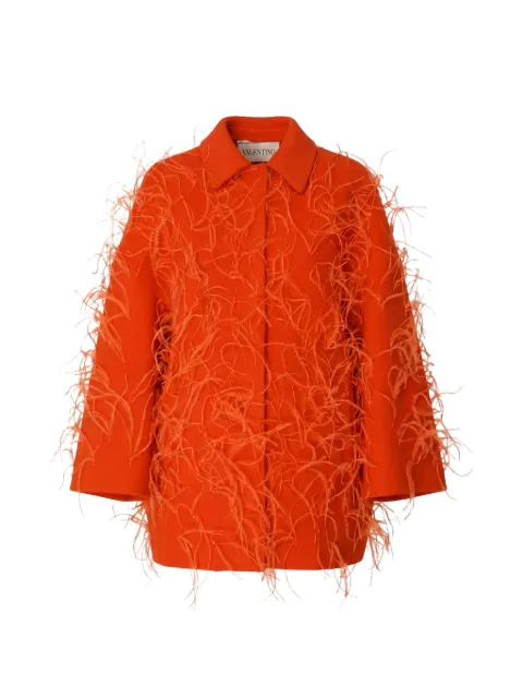 Valentino Garavani feather-embellished coat Orange BCA4854W2