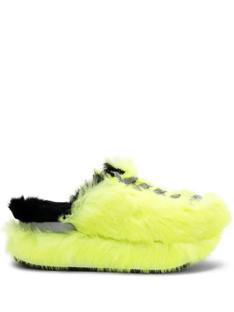 Hogan fur-trimmed lace-up slip-on sneakers Yellow GYW3450BB609C0