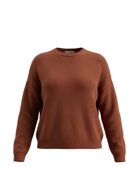 Valentino Garavani open-knit crew-neck sweater Brown BKC32R761
