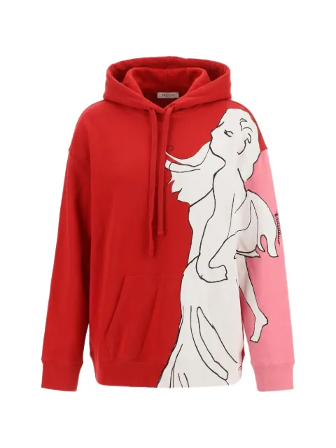 Valentino Garavani graphic-print drawstring hoodie Red BMF11G6HT