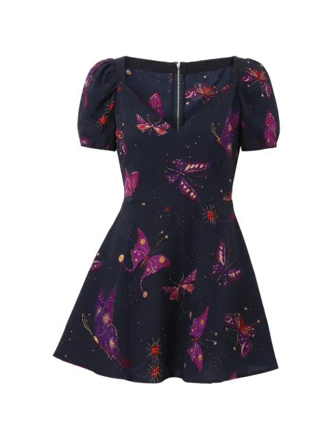 Valentino Garavani butterfly-print puffed-sleeve mini dress Blue BVAXU36W0
