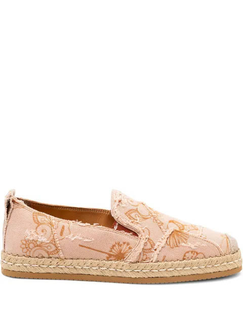 Hogan floral-print frayed espadrille Orange HXW5310CZ70O5R