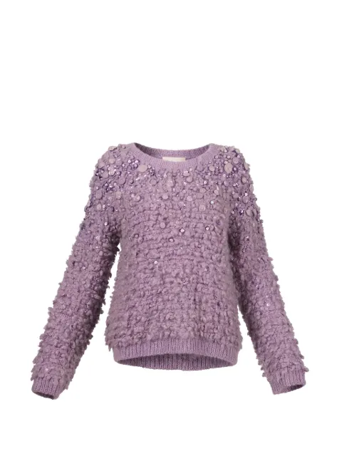 Valentino Garavani sequin beaded sweater Purple BKC25G6MT