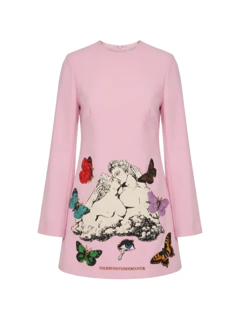 Valentino Garavani patch-detail flared-sleeve mini dress Pink BVAPA61CF