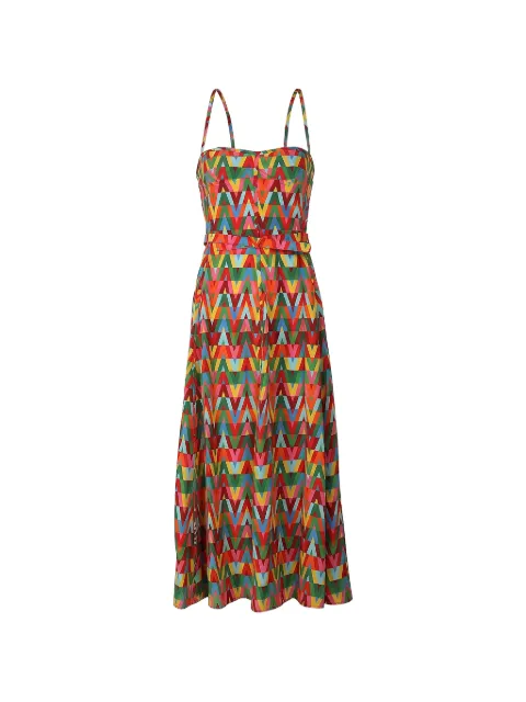 Valentino Garavani geometric belted midi dress Red BVAY206VW
