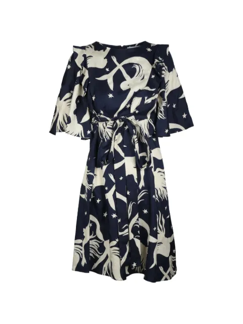 Valentino Garavani ruffled mermaid-print midi dress Blue BVAQH256L