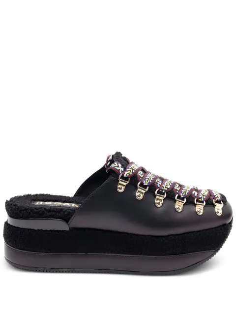 Hogan H466 platform lace-up mules Black HXW3450J830JPU