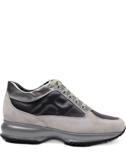 Hogan Interactive Allacciato metallic-panel suede sneakers Grey HXW00N0001XTES
