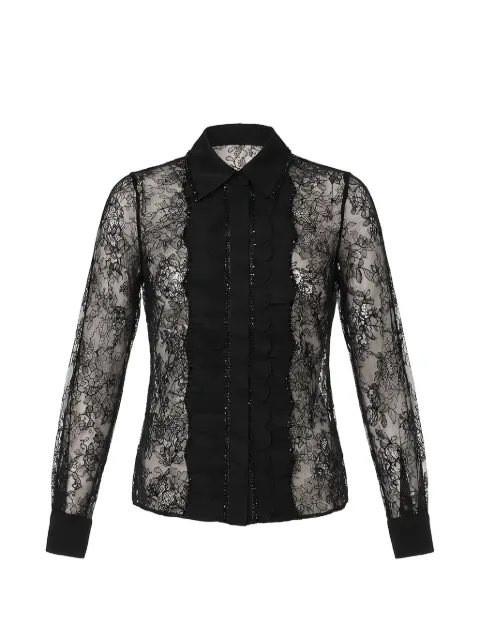 Valentino Garavani sequin-embellished lace shirt Black BAB1S5632