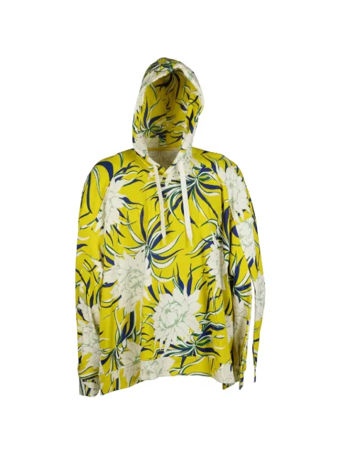 Valentino Garavani floral-print hoodie Yellow VMF21V8G1