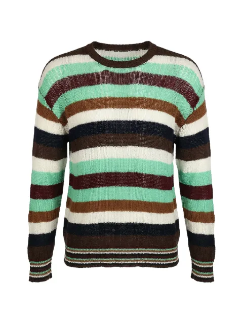Valentino Garavani striped-pattern knitted jumper Green VKC18X84U