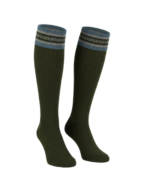 Valentino Garavani ribbed striped-trim socks Green VKI00V45H