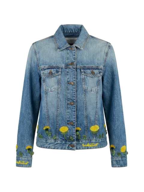 Valentino Garavani flower-embroidered denim jacket Blue BDC01L559