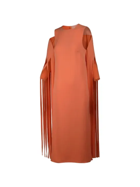Valentino Garavani fringed cold-shoulder maxi dress Orange BVAVD01MM