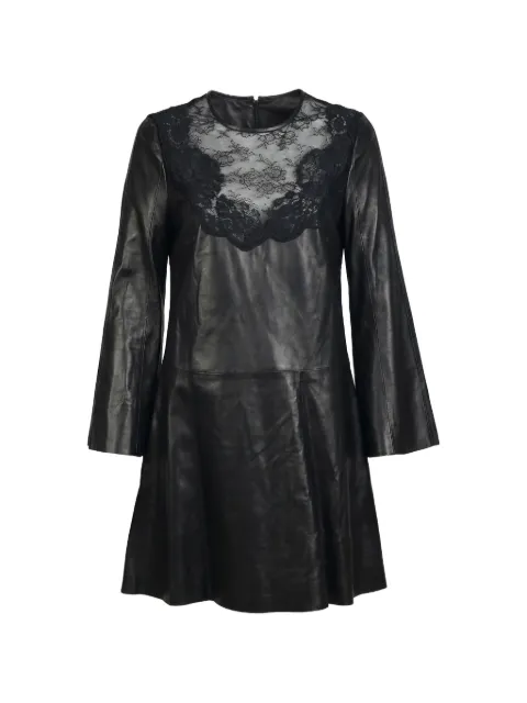 Valentino Garavani lace-panelled leather mini dress Black BND05N1AW