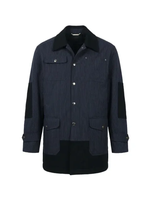 Valentino Garavani pinstripe-pattern panelled coat Blue VCJA4670M