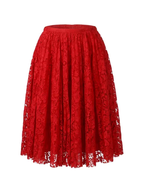 Valentino Garavani floral-lace pleated midi skirt Red BRA5501EC