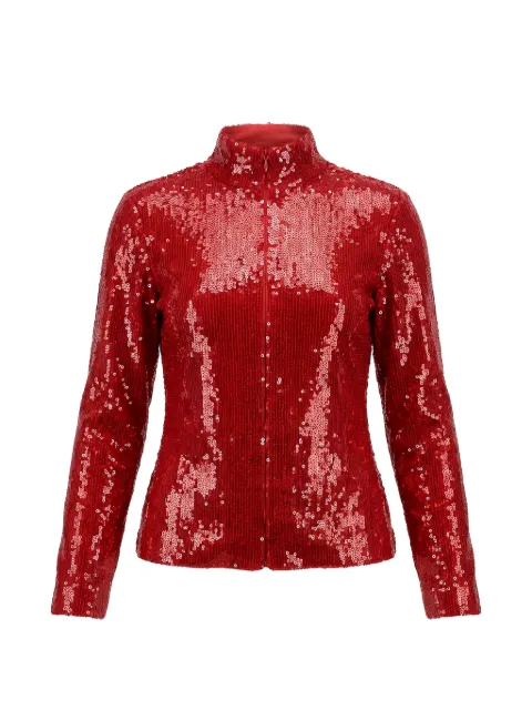 Valentino Garavani sequinned high-neck zip-up jacket Red BAE5675T1