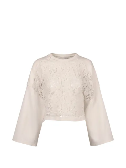 Valentino Garavani lace-panel sweatshirt Neutrals BMF09L6BK