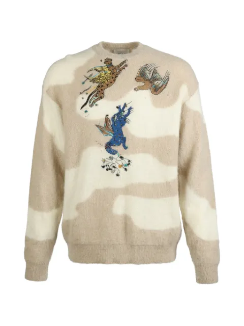 Valentino Garavani long-sleeve patterned crew-neck jumper Neutrals VKC19C852