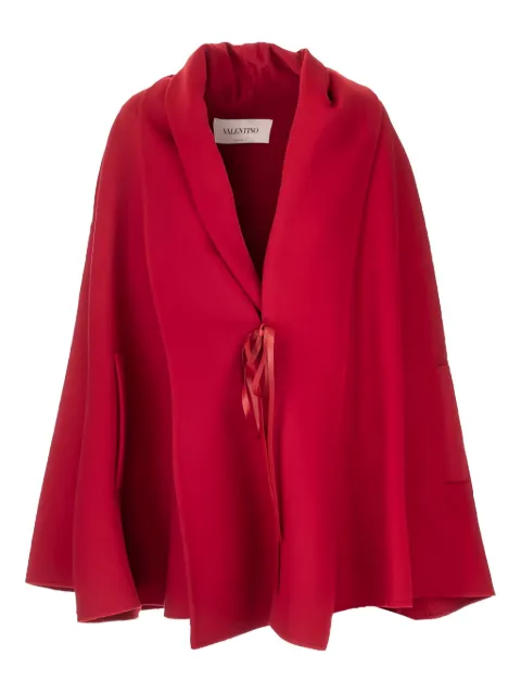Valentino Garavani ribbon-detail cape coat Red BCJ1Q015E