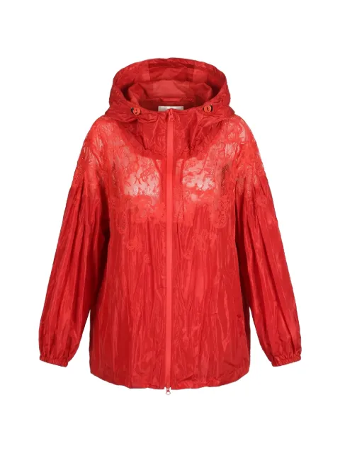 Valentino Garavani lace-panelled hooded jacket Red BCJ1404NS