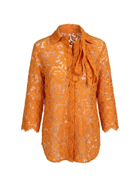 Valentino Garavani lace pussy-bow shirt Orange BAB18R1EC