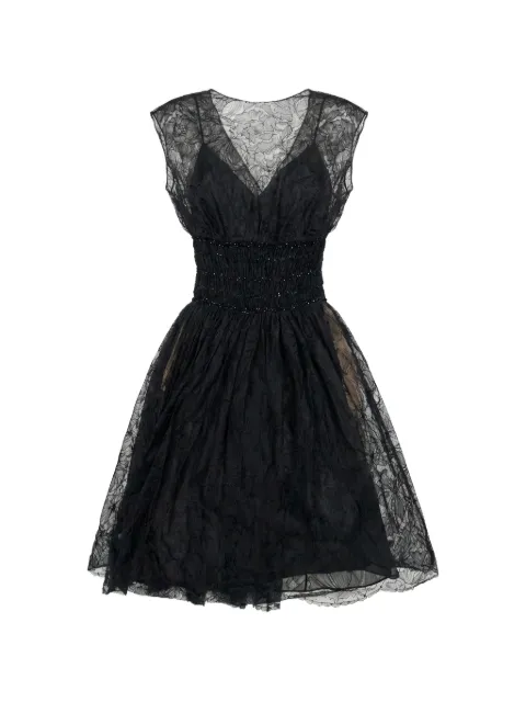 Valentino Garavani lace-overlay sequin-embellished mini dress Black BVAUU55WF