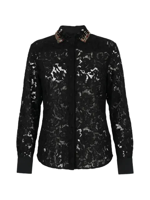 Valentino Garavani sequin-embellished lace shirt Black BAB11I1EC