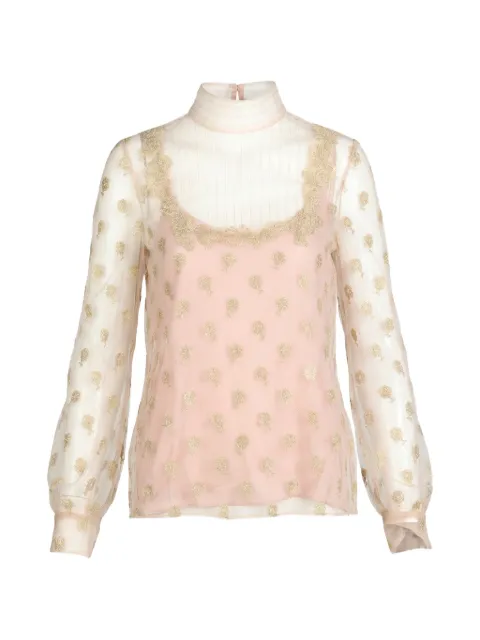 Valentino Garavani floral-print high-neck blouse White BAE2C54GC