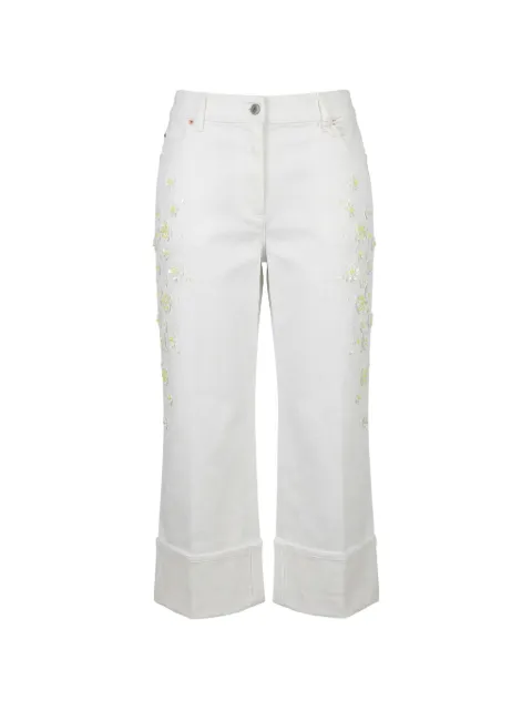 Valentino Garavani floral-applique cropped jeans White BDD10A5D4