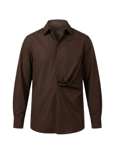 Valentino Garavani twisted-detail long-sleeve shirt Brown VABJ608E3