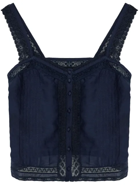 Zadig&Voltaire lace-trimmed tank top Blue WWCR01264
