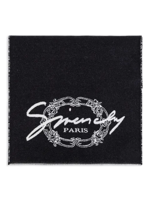 Givenchy intarsia-knit logo scarf Black 710003951