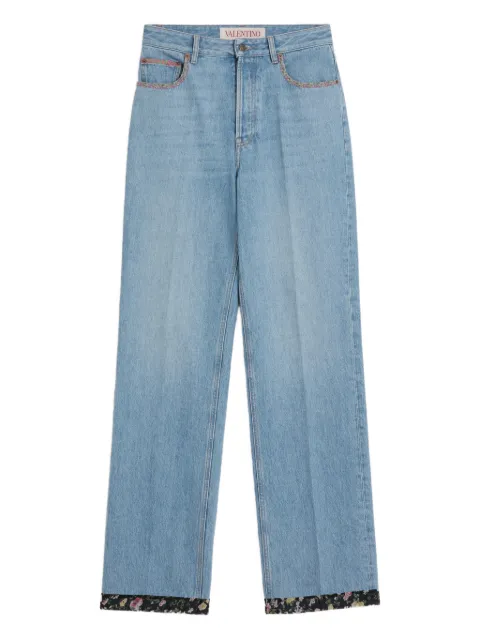 Valentino Garavani floral-trim jeans Blue VDE06MAUY