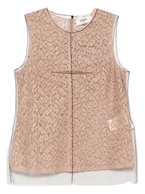 FENDI floral-lace top Brown FS8243AUP7