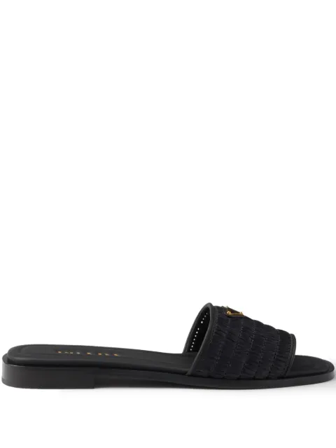Prada leather slides with crochet details Black 1XX758F0102ACS